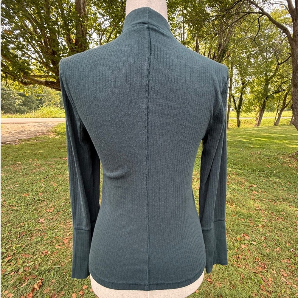 Intimately Free People Womens Ribbed Mock Neck Long Sleeve Top Forest Green LG - Picture 2 of 9